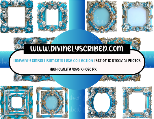 💎Digital Frame Set – "Heavenly Embellishments" (Set of 10)