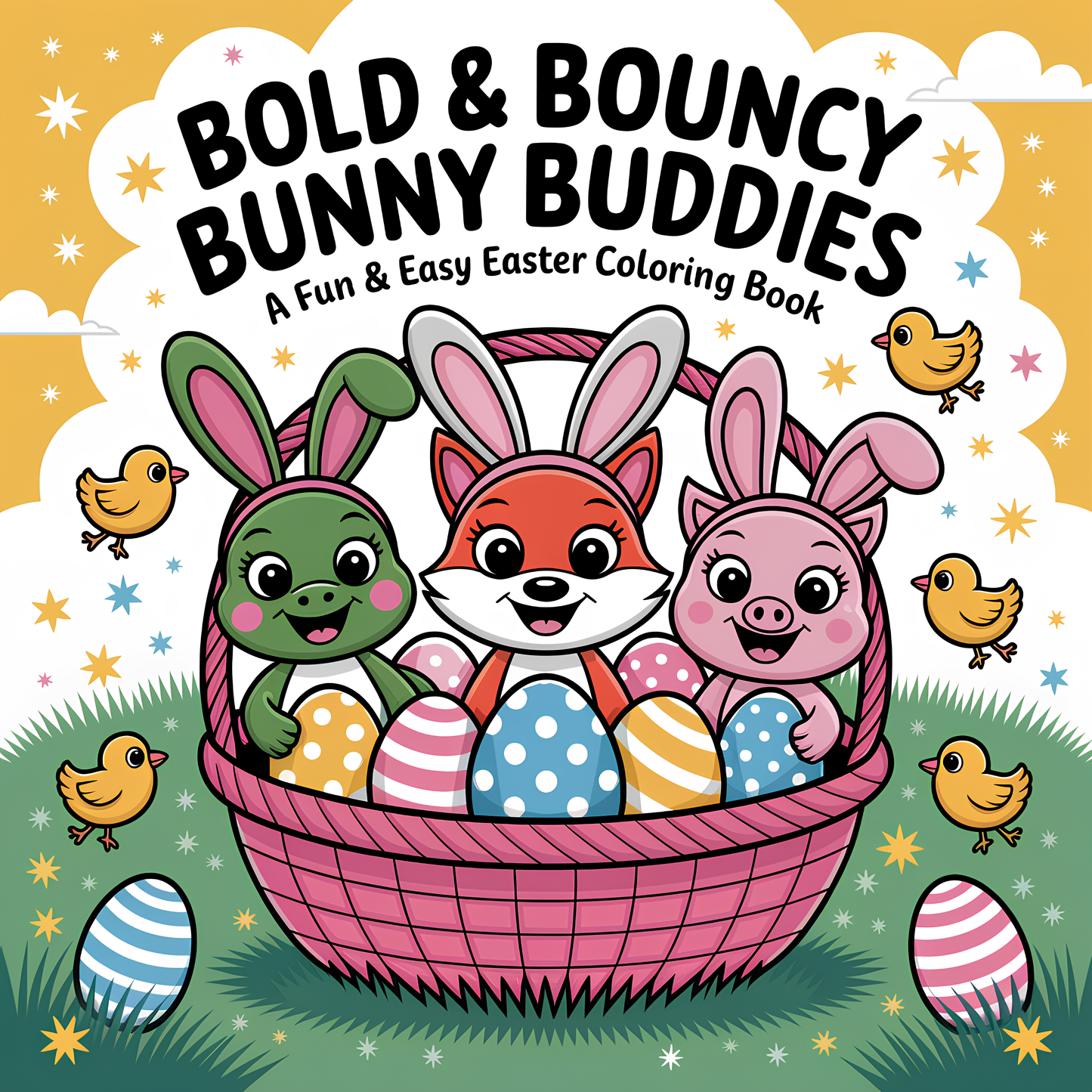 Bold & Bouncy Bunny Buddies: A Fun & Easy Easter Themed Coloring Book