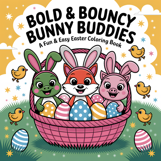 Bold & Bouncy Bunny Buddies: A Fun & Easy Easter Themed Coloring Book
